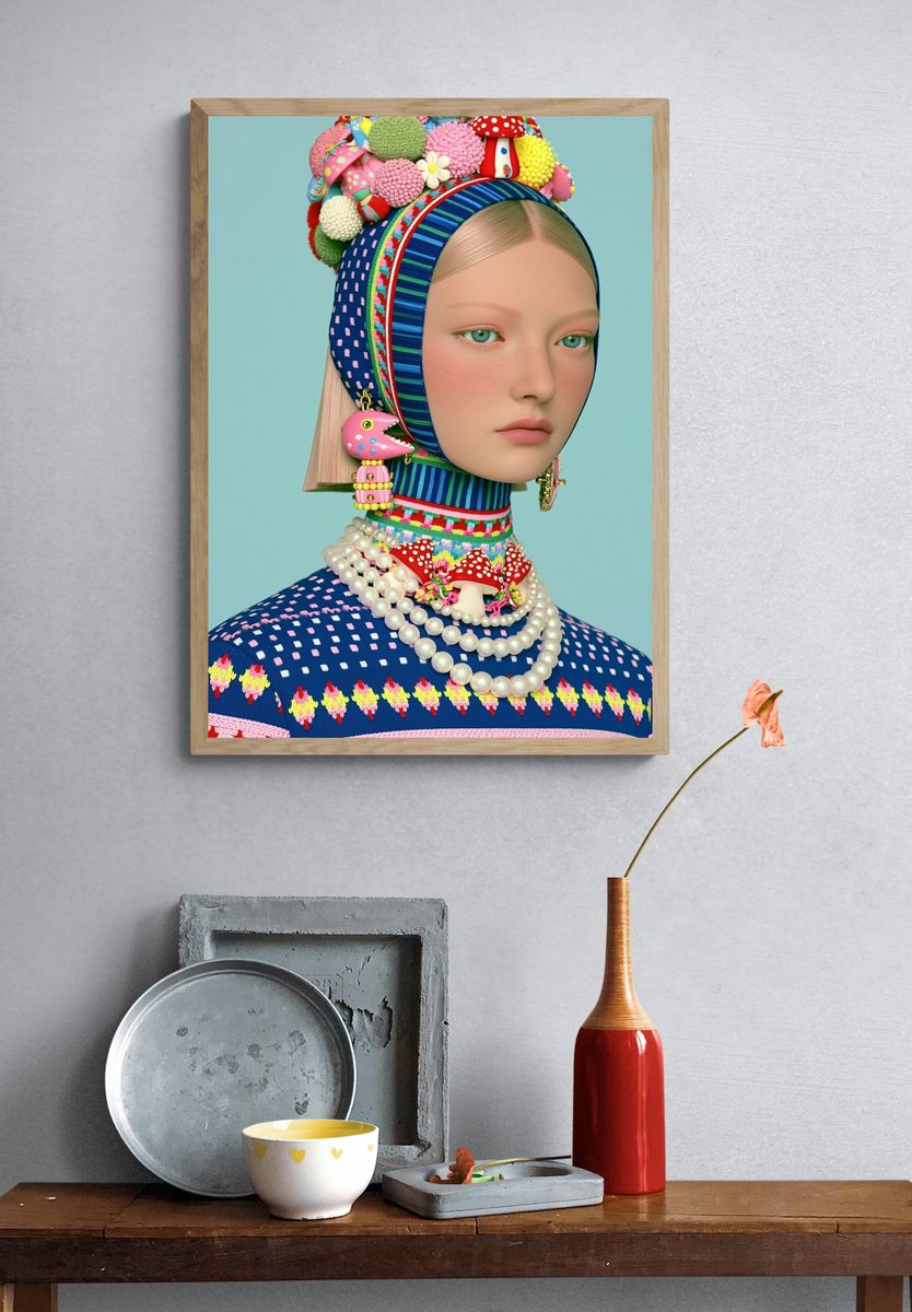 Whimsical Fashion Portrait Poster. — room view 3