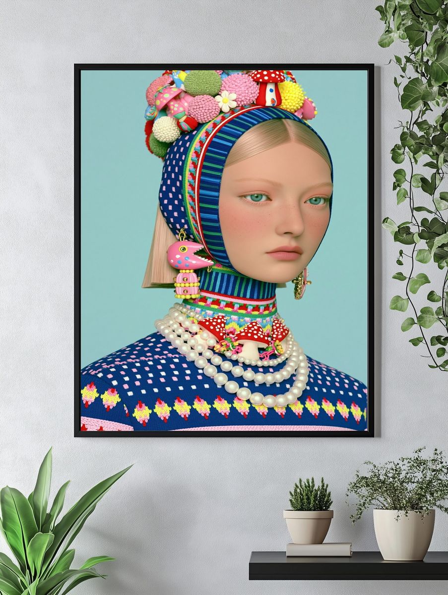 Whimsical Fashion Portrait Poster. — room view 4