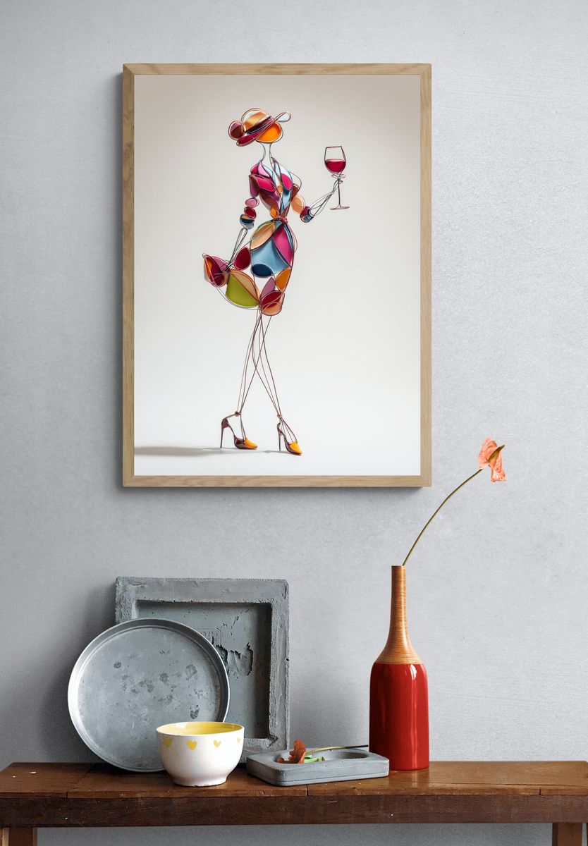 Fashion Figure with Wine Glass Poster. — room view 3