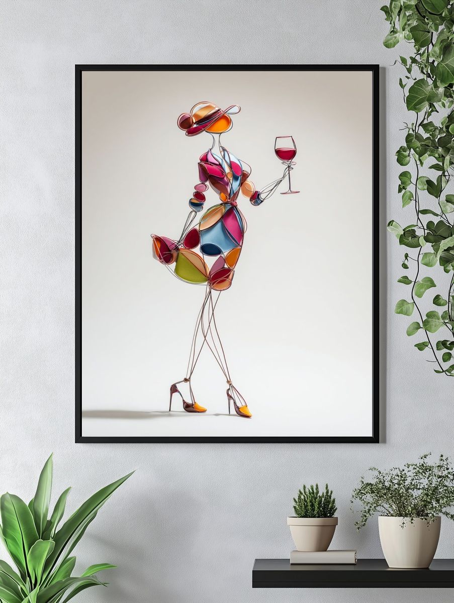 Fashion Figure with Wine Glass Poster. — room view 4