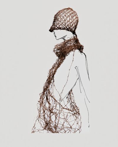 Textured Fashion Figure Illustration Poster.