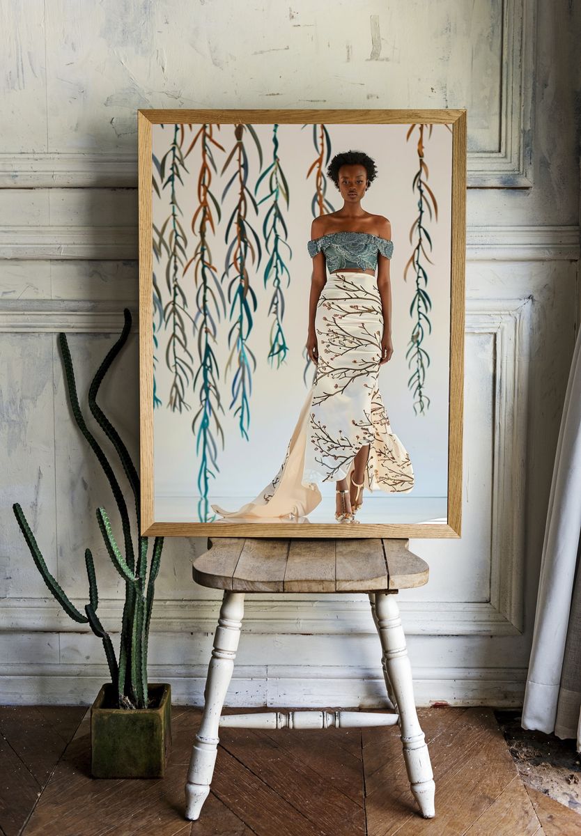 Botanical Fashion Portrait Poster. room preview