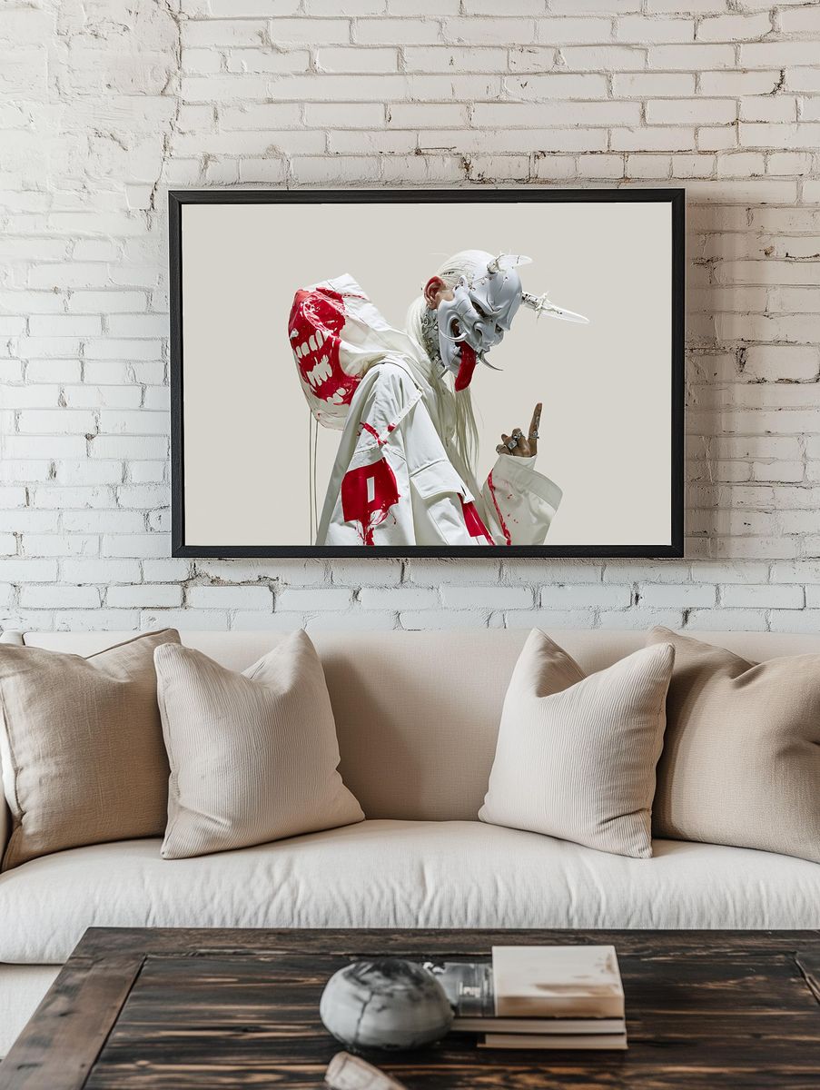 Avant-Garde Mask Portrait Print. — room view 1