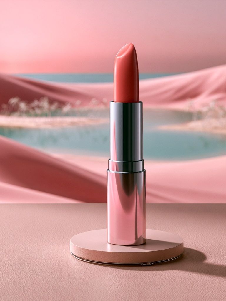 Pink Lipstick Still Life Poster. poster detail