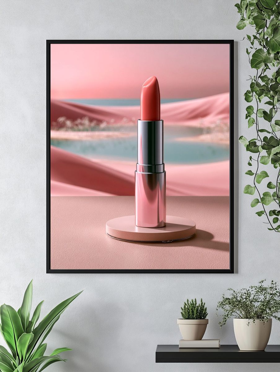 Pink Lipstick Still Life Poster. — room view 4