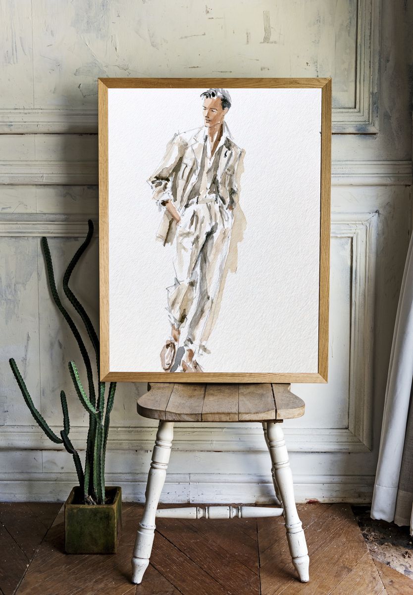 Fashion Figure Watercolor Print. room preview