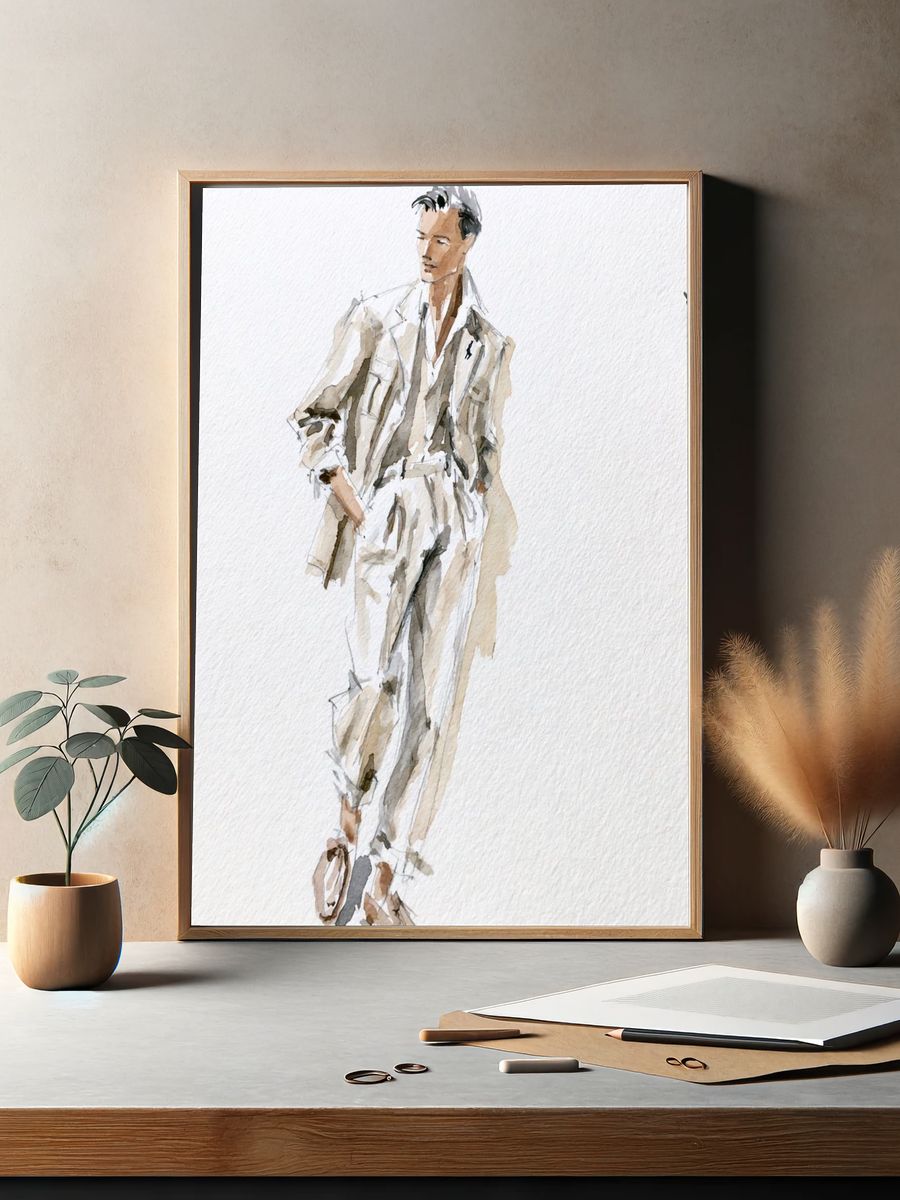 Fashion Figure Watercolor Print. — room view 2