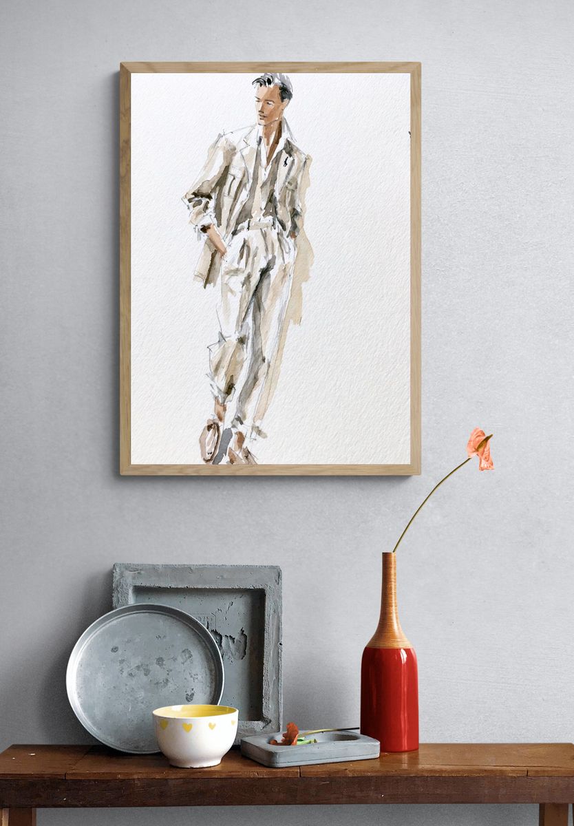 Fashion Figure Watercolor Print. — room view 3