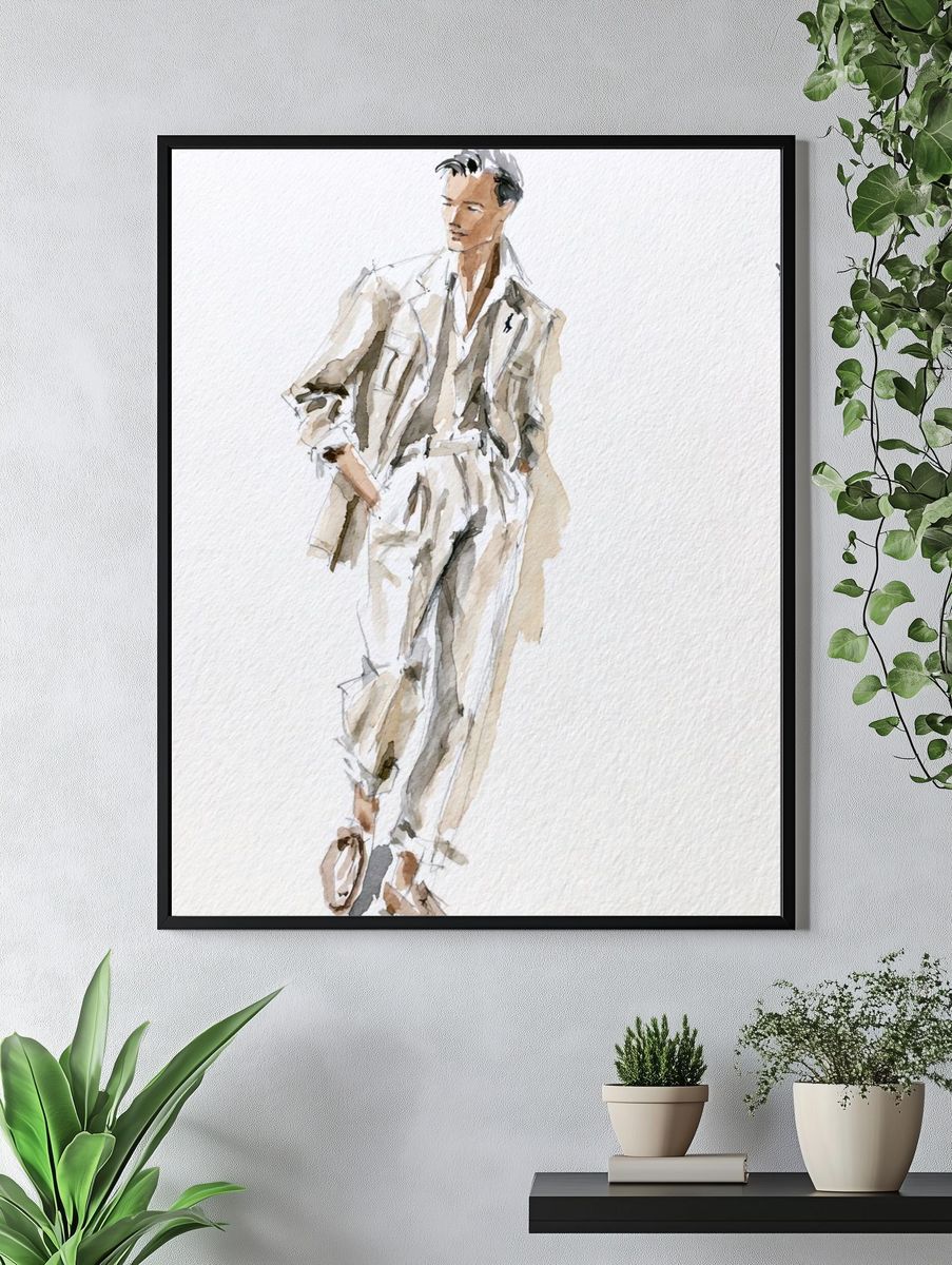 Fashion Figure Watercolor Print. — room view 4