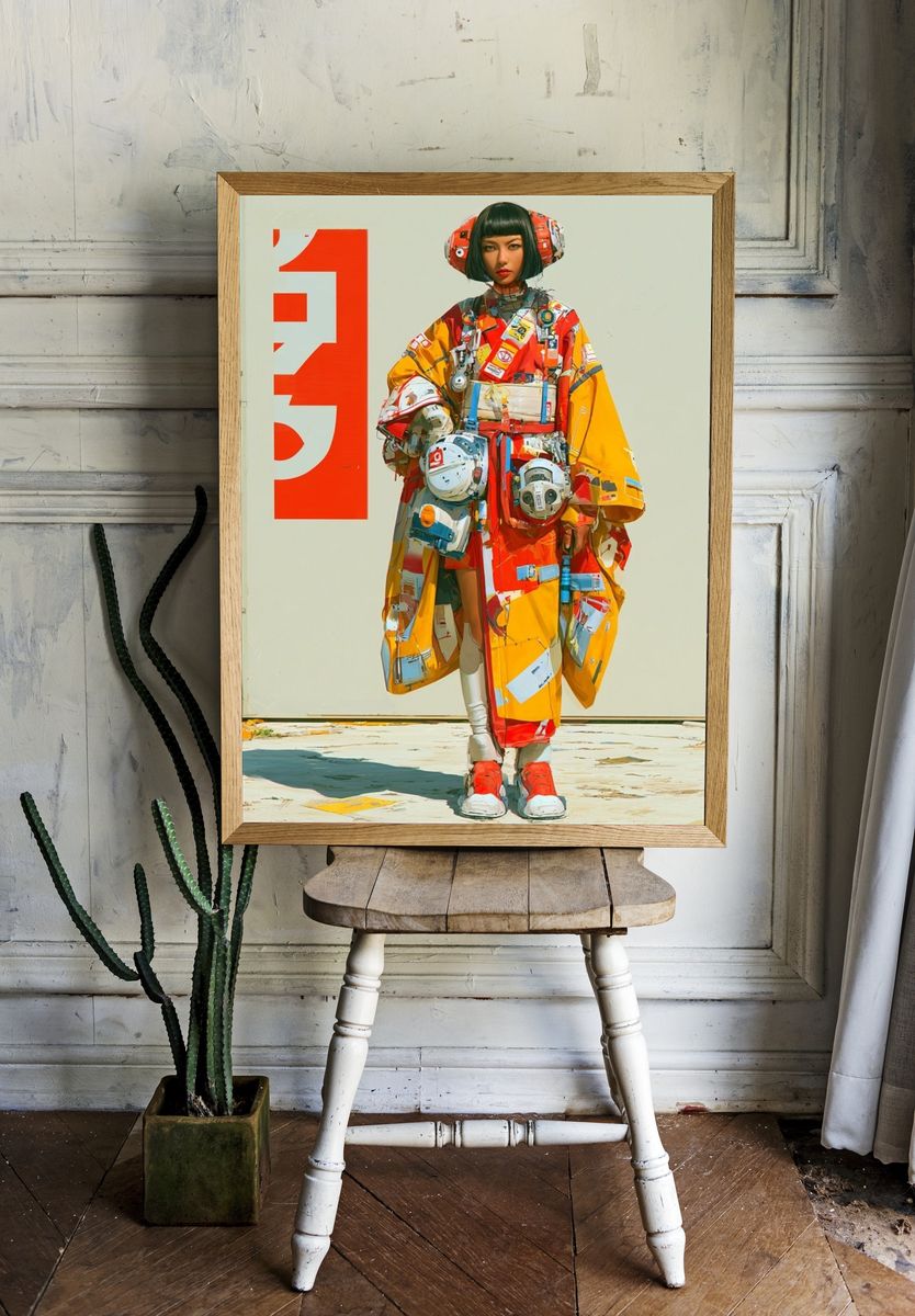 Cyber Kimono Portrait Print. room preview