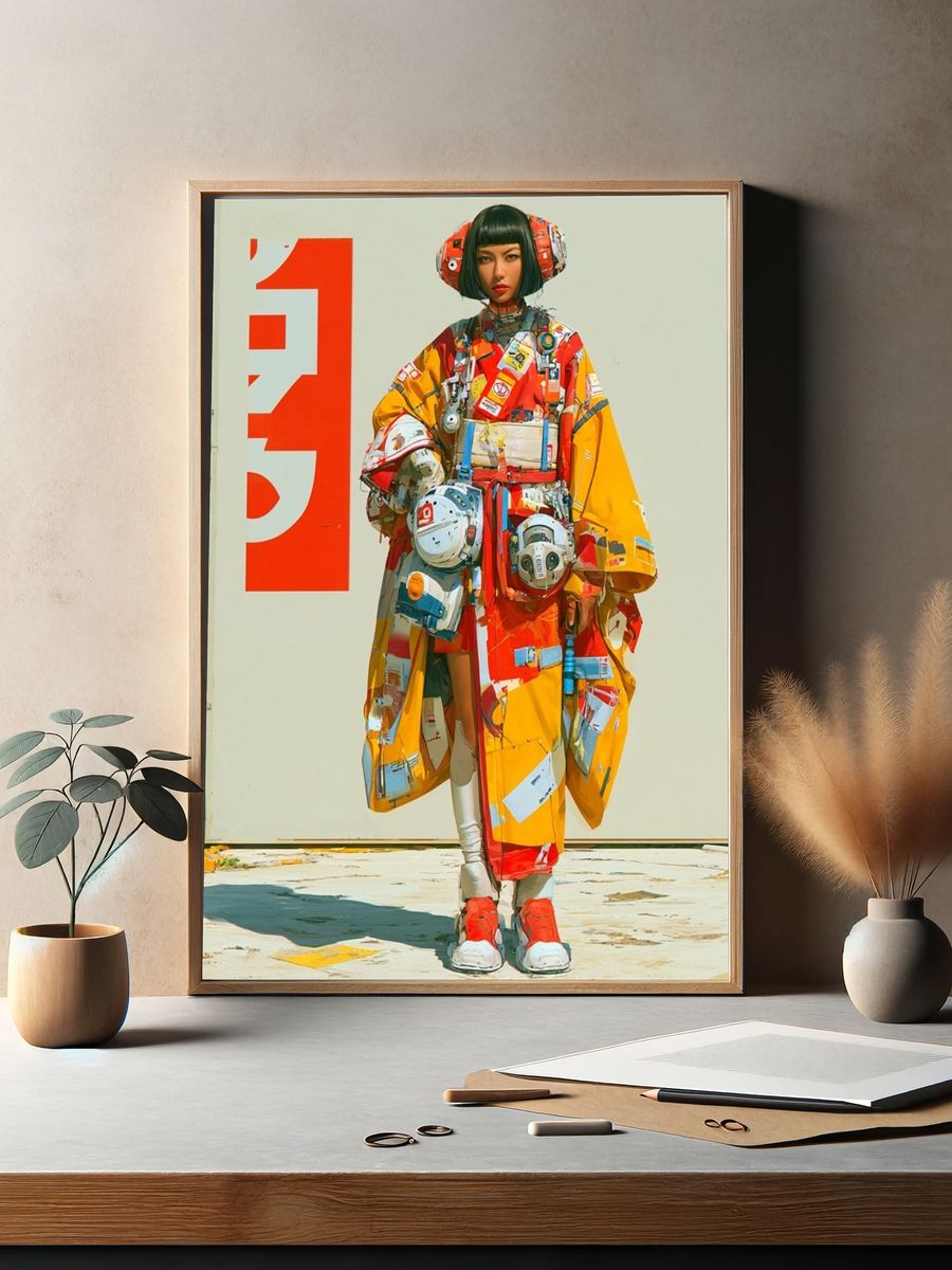 Cyber Kimono Portrait Print. — room view 2