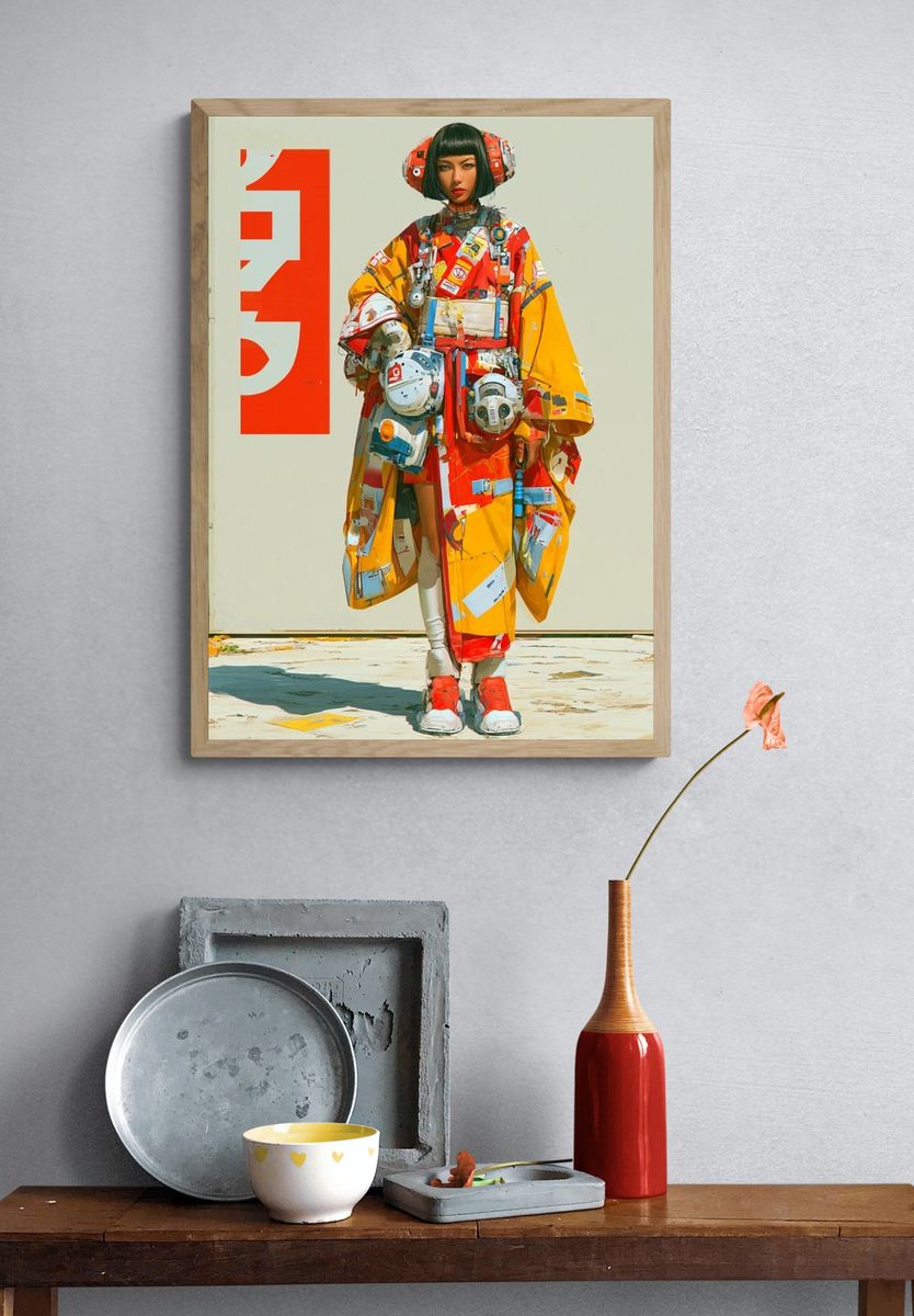 Cyber Kimono Portrait Print. — room view 3