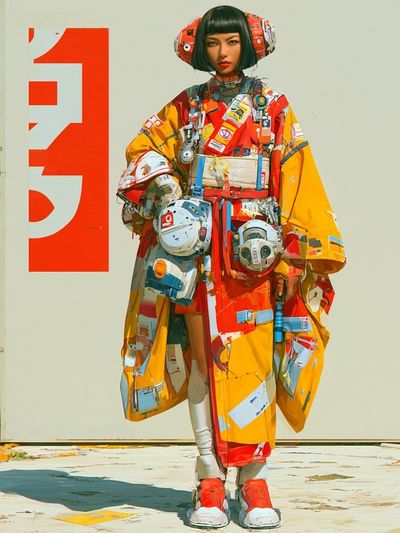 Cyber Kimono Portrait Print.