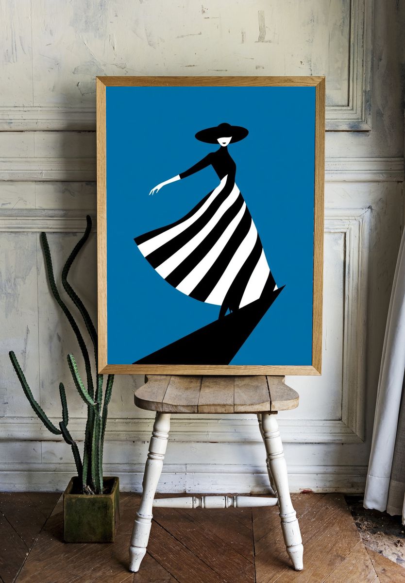 Elegant Woman in Stripes — Fashion Print. — room view 1