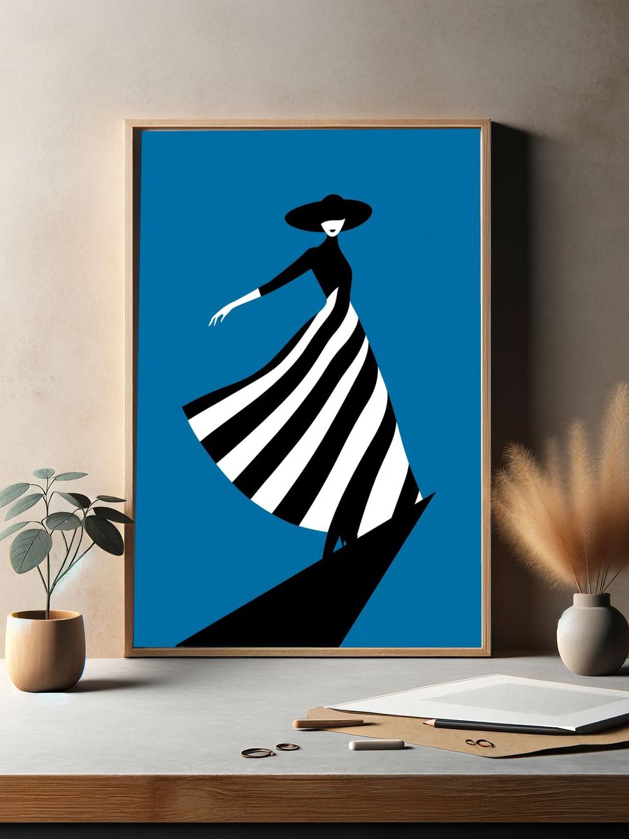 Elegant Woman in Stripes — Fashion Print. — room view 2