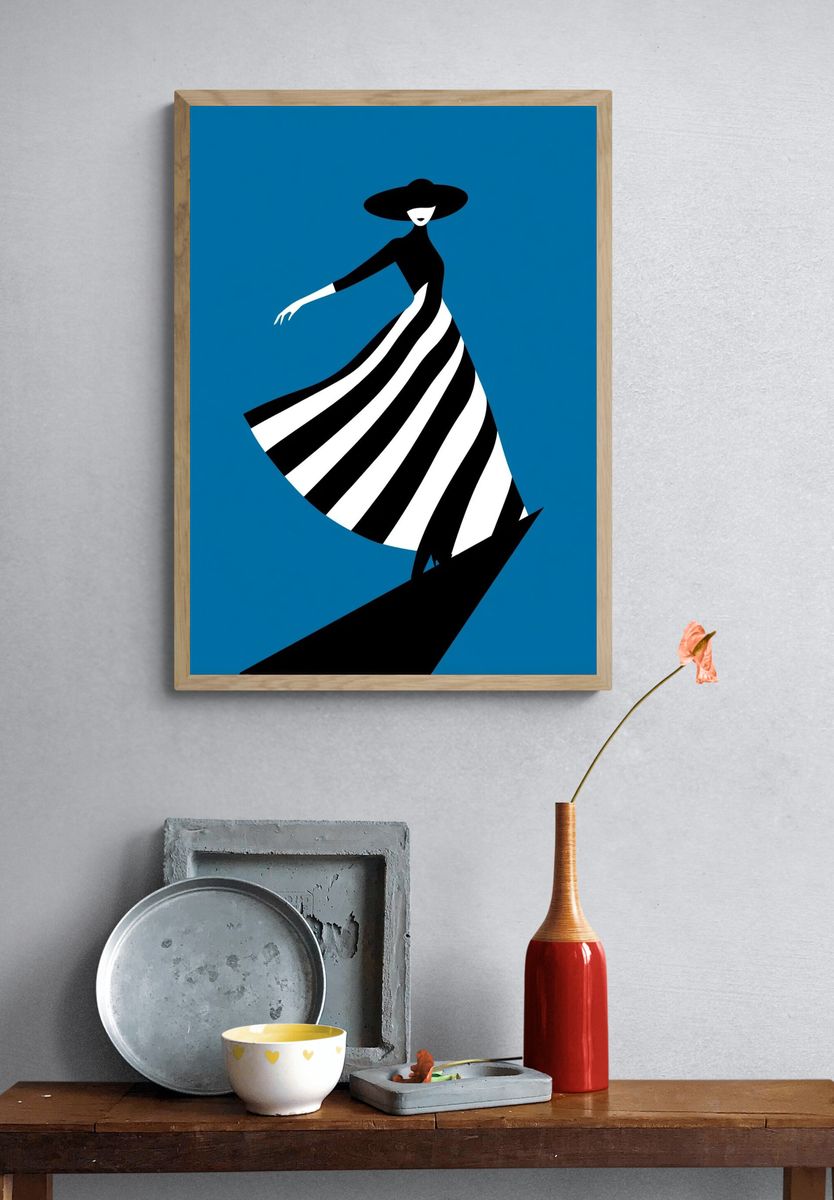 Elegant Woman in Stripes — Fashion Print. — room view 3