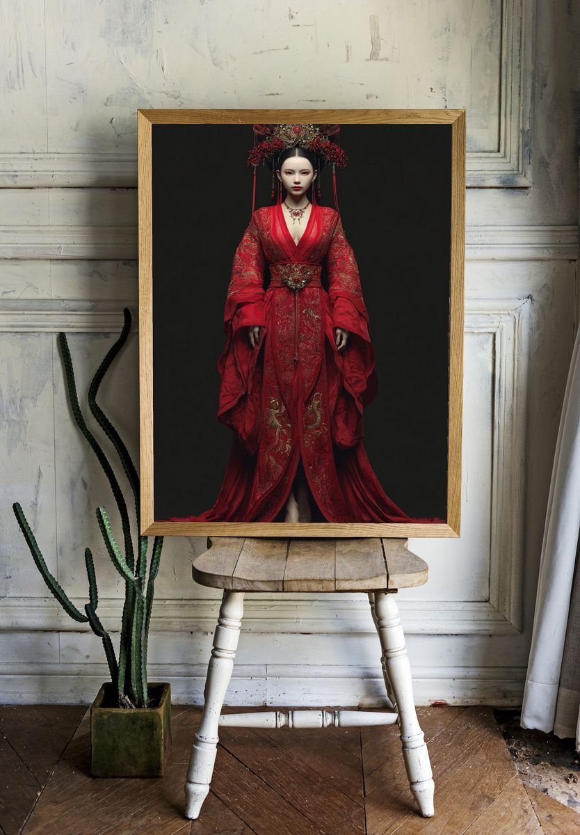 Crimson Imperial Portrait Print. room preview