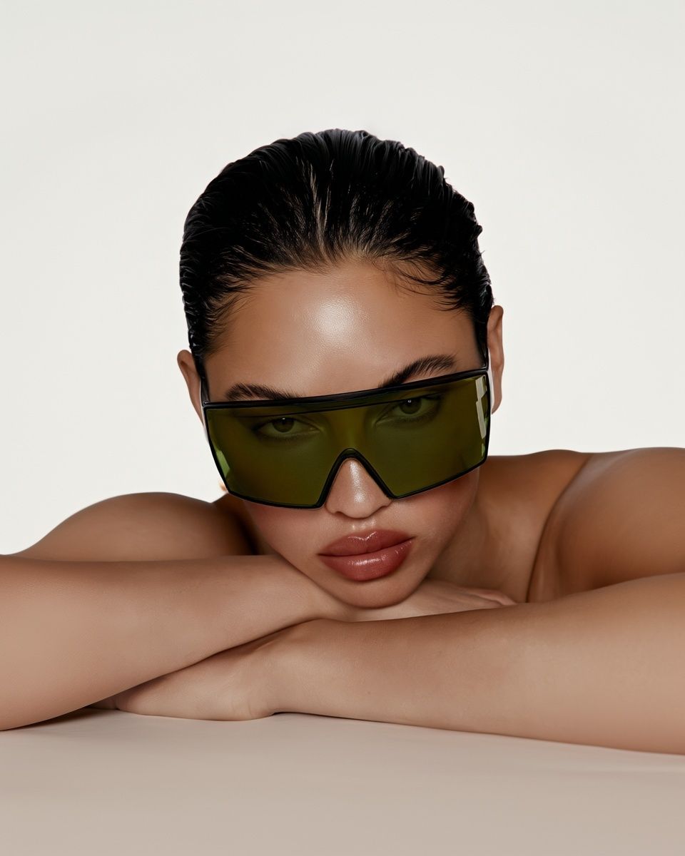 Sleek Sunglasses Portrait Print. poster detail