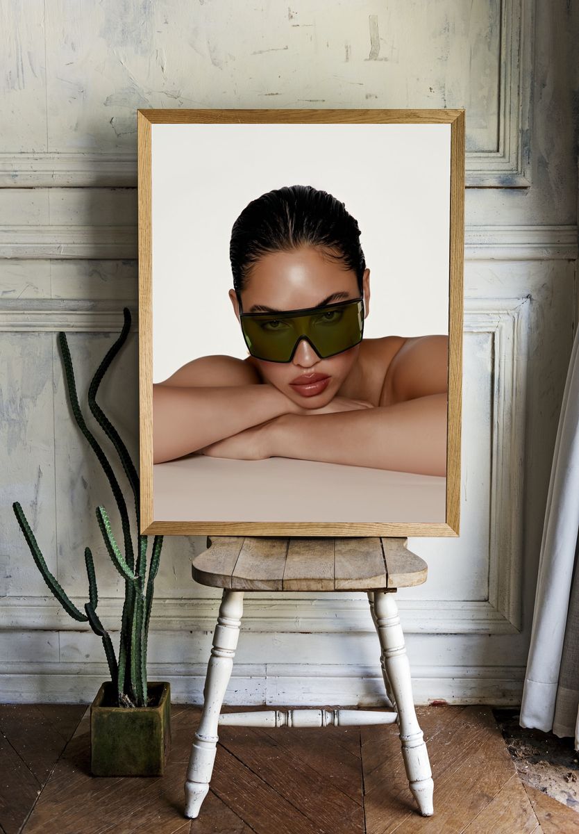 Sleek Sunglasses Portrait Print. — room view 1