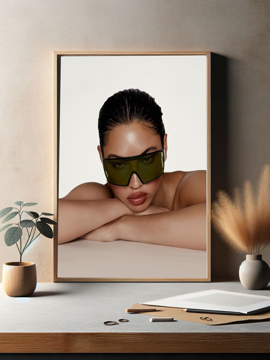 Sleek Sunglasses Portrait Print. — room view 2