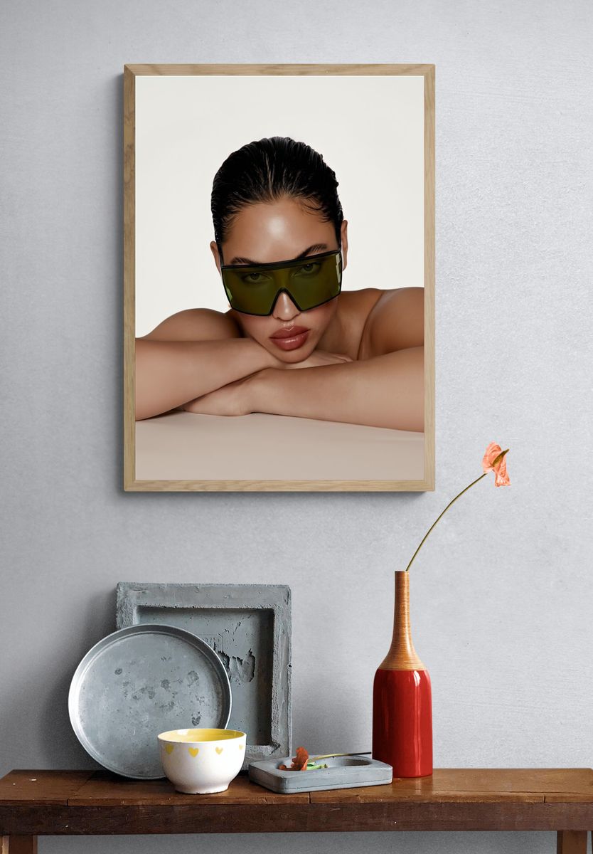 Sleek Sunglasses Portrait Print. — room view 3