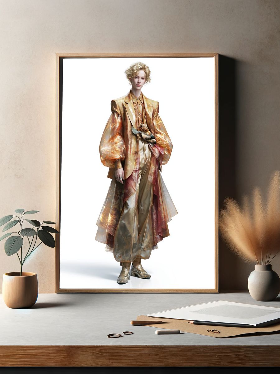 Golden Fashion Portrait Poster. — room view 2
