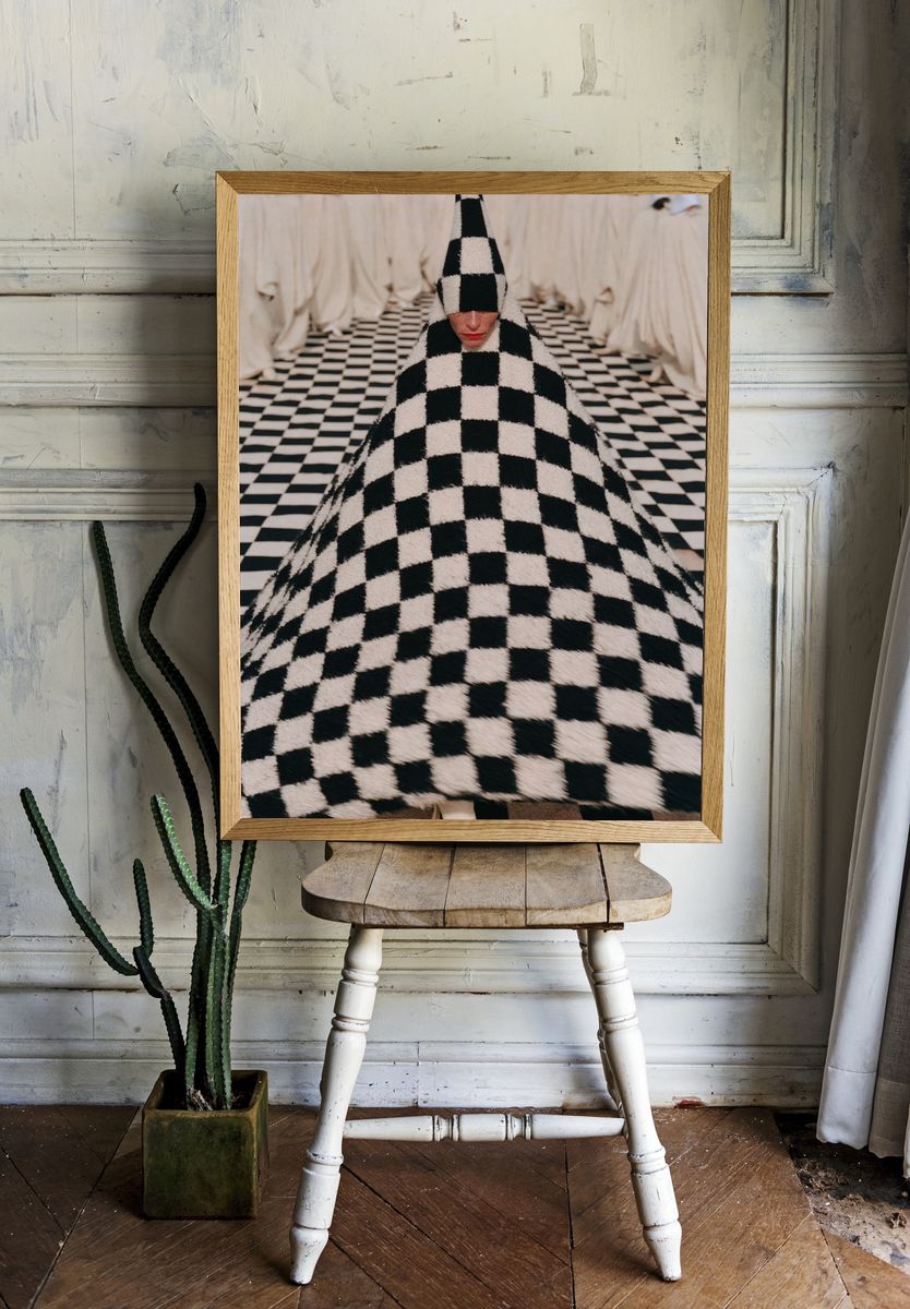 Checkerboard Couture Fashion Poster. room preview