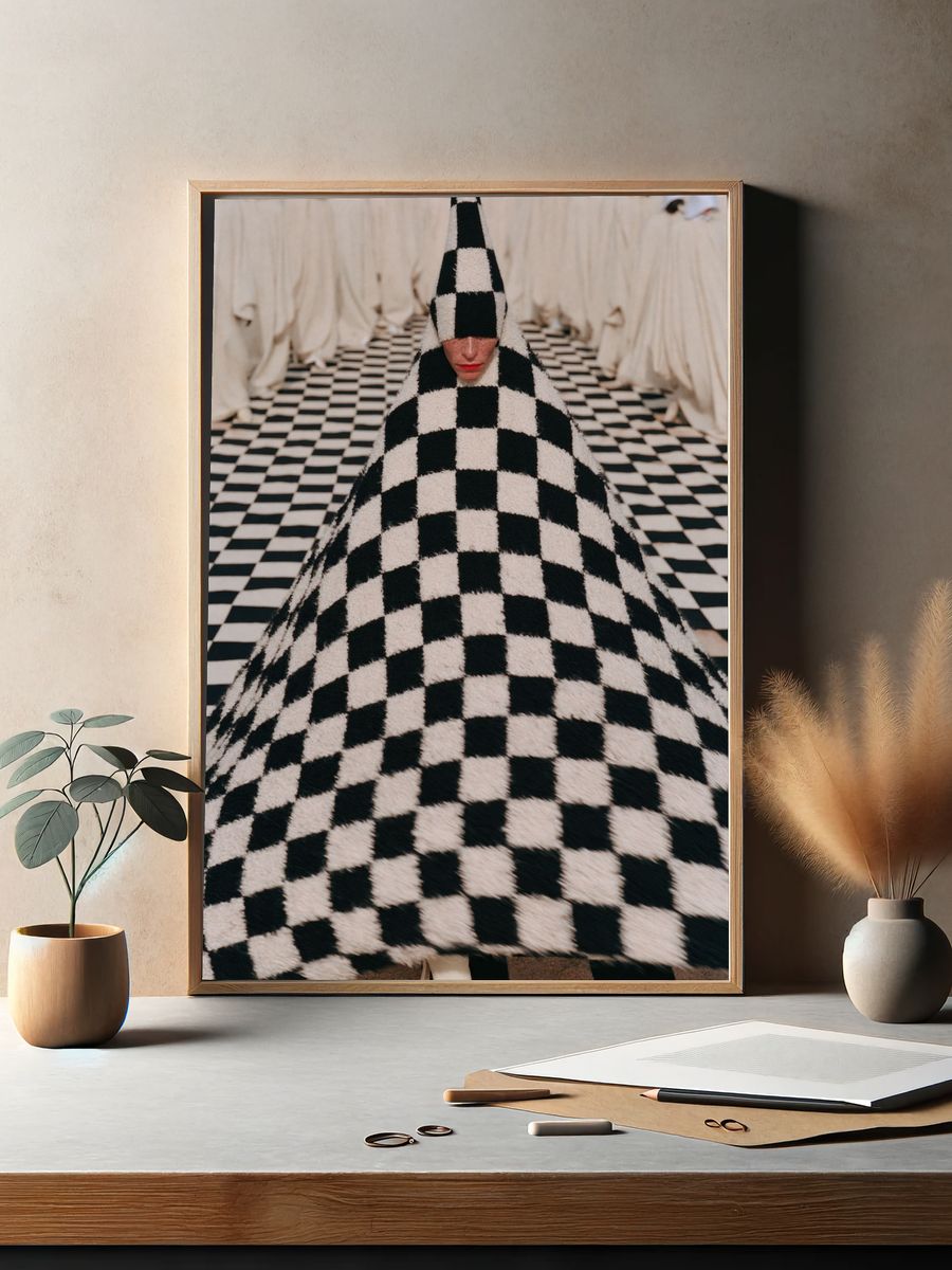 Checkerboard Couture Fashion Poster. — room view 2