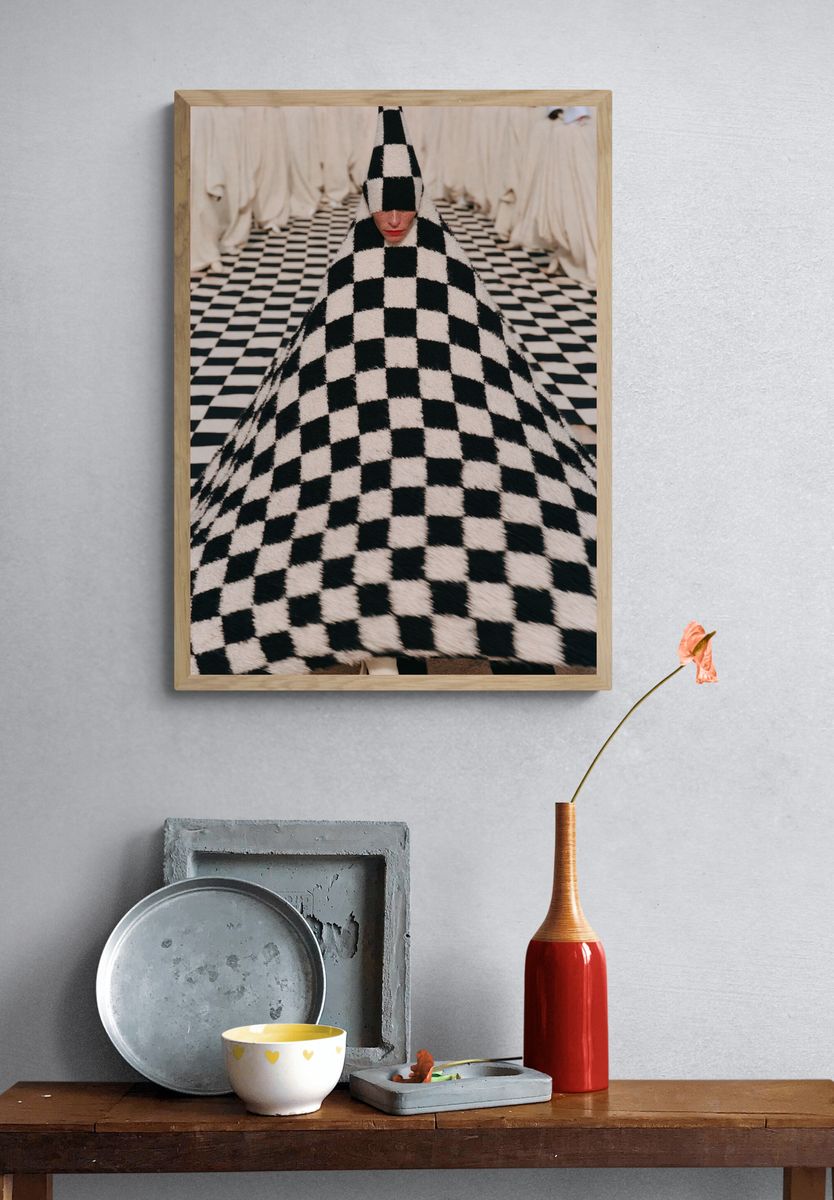Checkerboard Couture Fashion Poster. — room view 3