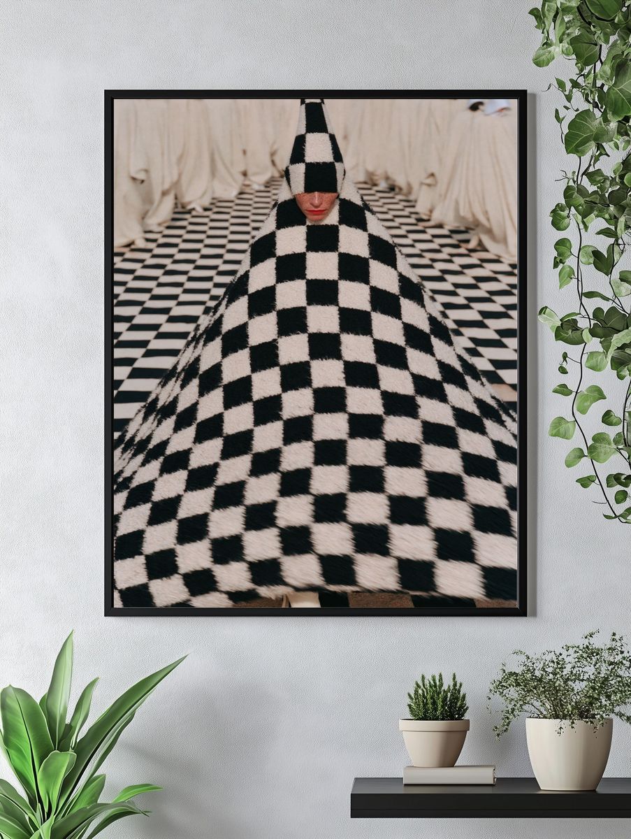 Checkerboard Couture Fashion Poster. — room view 4