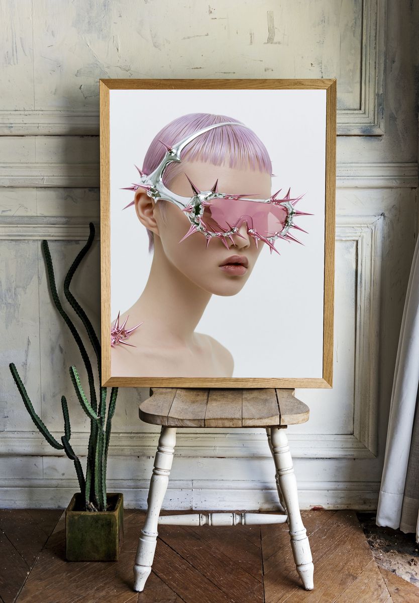 Chrome Spike Portrait Print. — room view 1