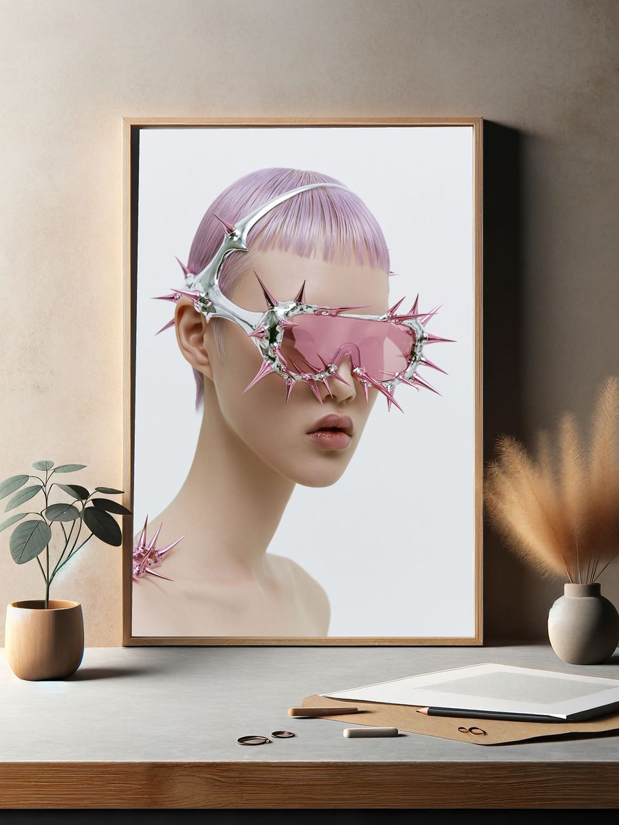 Chrome Spike Portrait Print. — room view 2