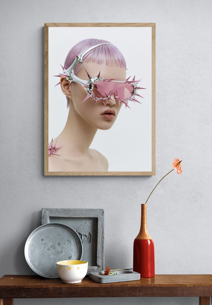 Chrome Spike Portrait Print. — room view 3