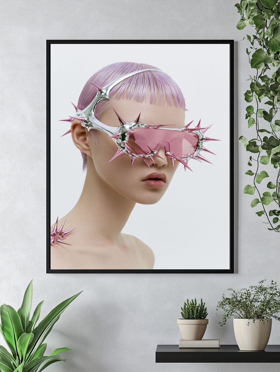 Chrome Spike Portrait Print. — room view 4