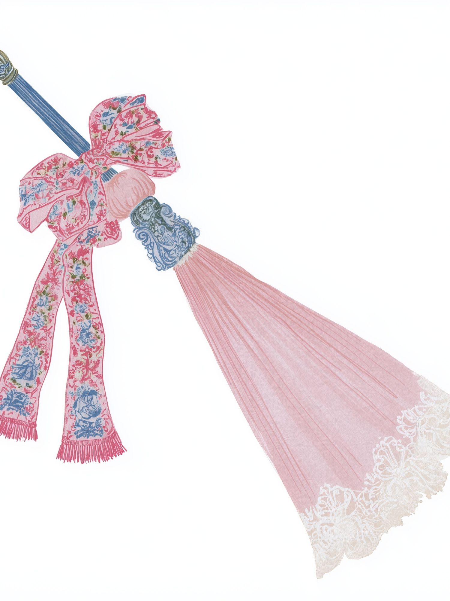 Pastel Ribbon Broom Fashion Print. poster — fashion art