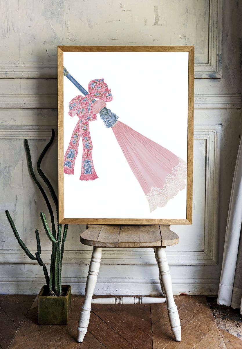 Pastel Ribbon Broom Fashion Print. room preview