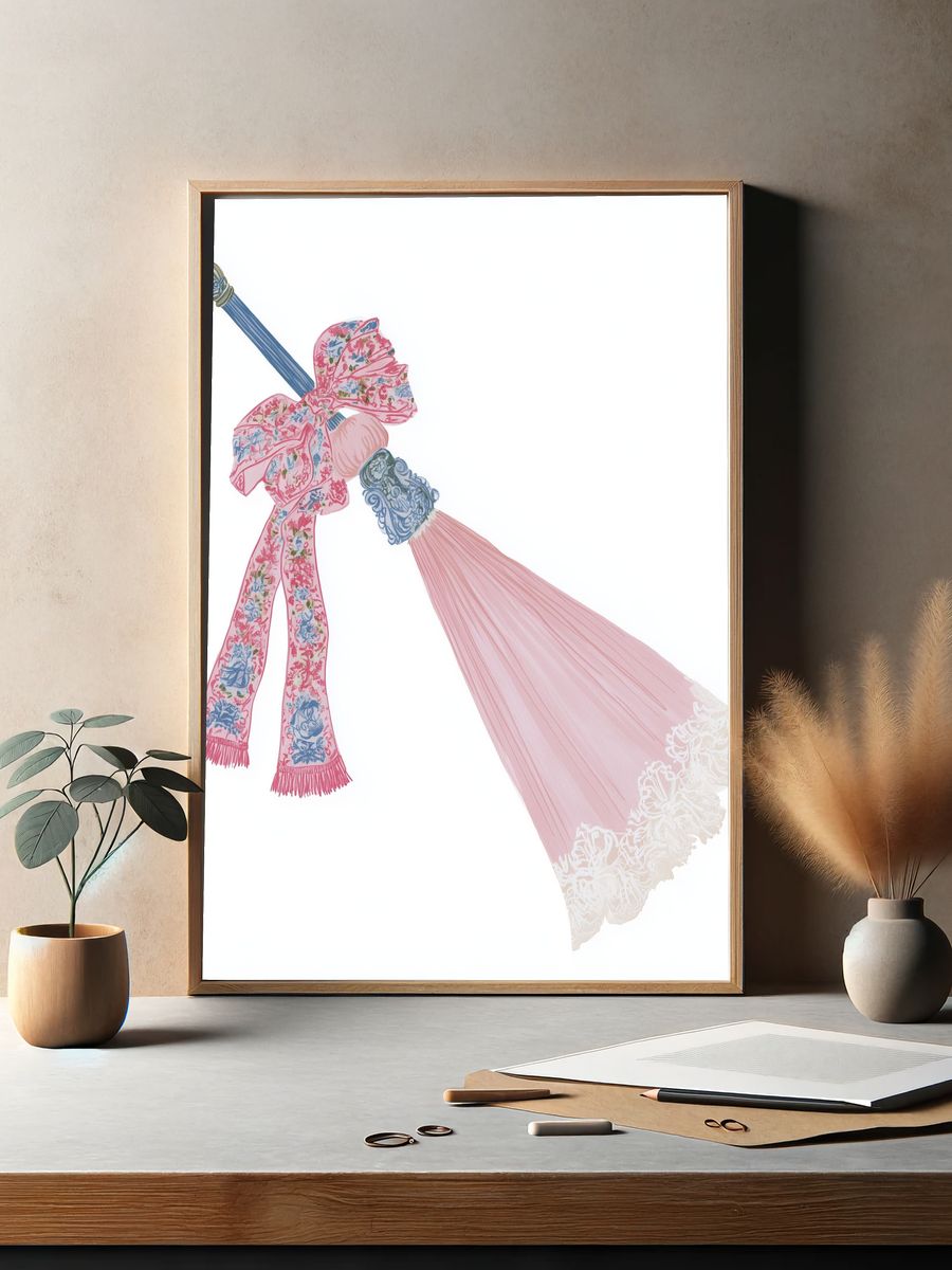 Pastel Ribbon Broom Fashion Print. — room view 2