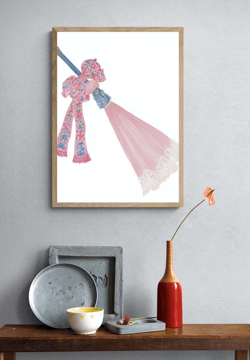Pastel Ribbon Broom Fashion Print. — room view 3