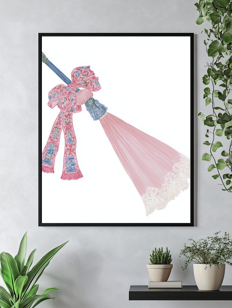 Pastel Ribbon Broom Fashion Print. — room view 4