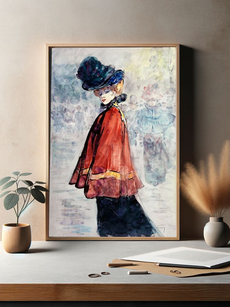 Elegant red cape (1890-1900) painting. — room view 2