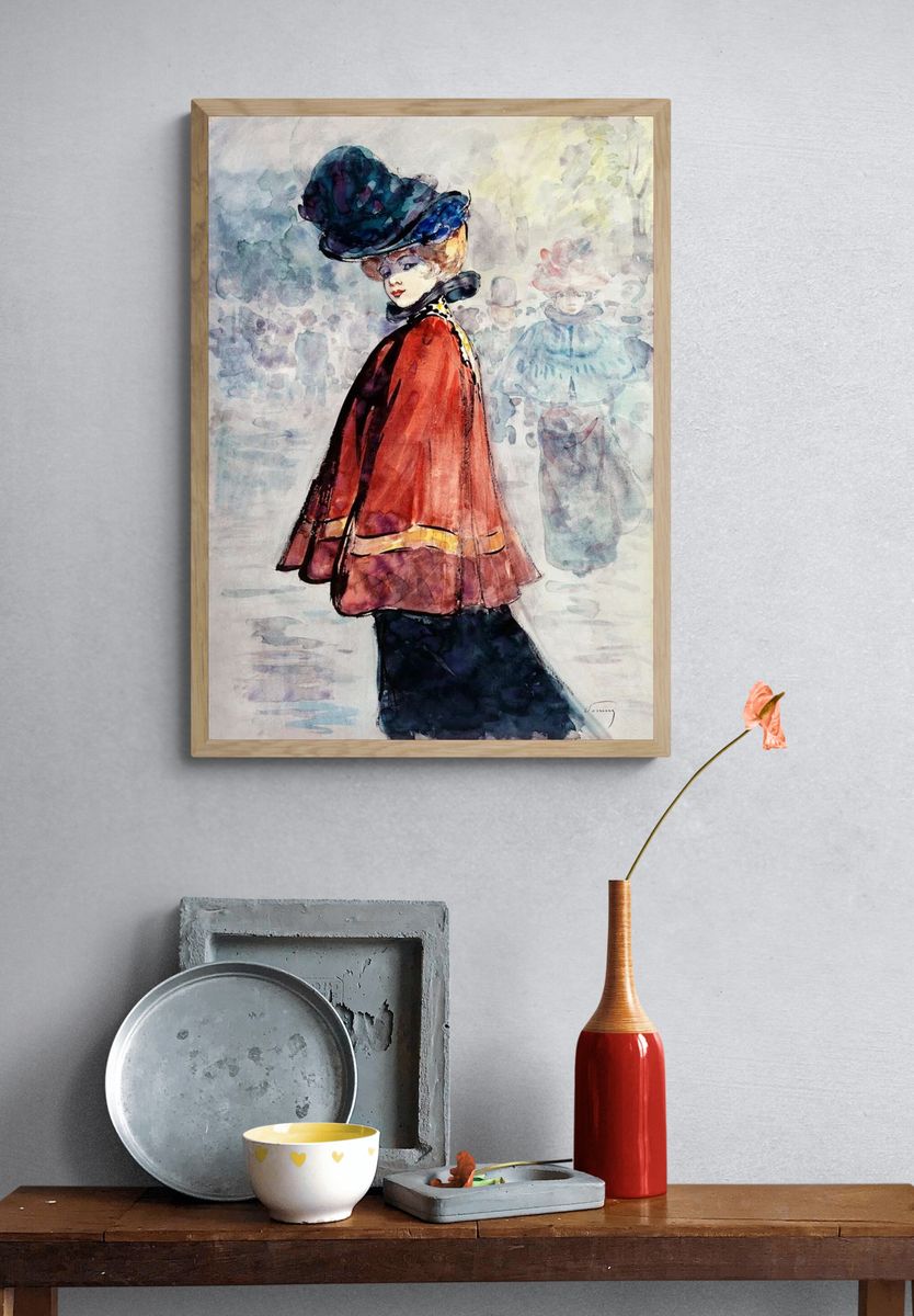 Elegant red cape (1890-1900) painting. — room view 3