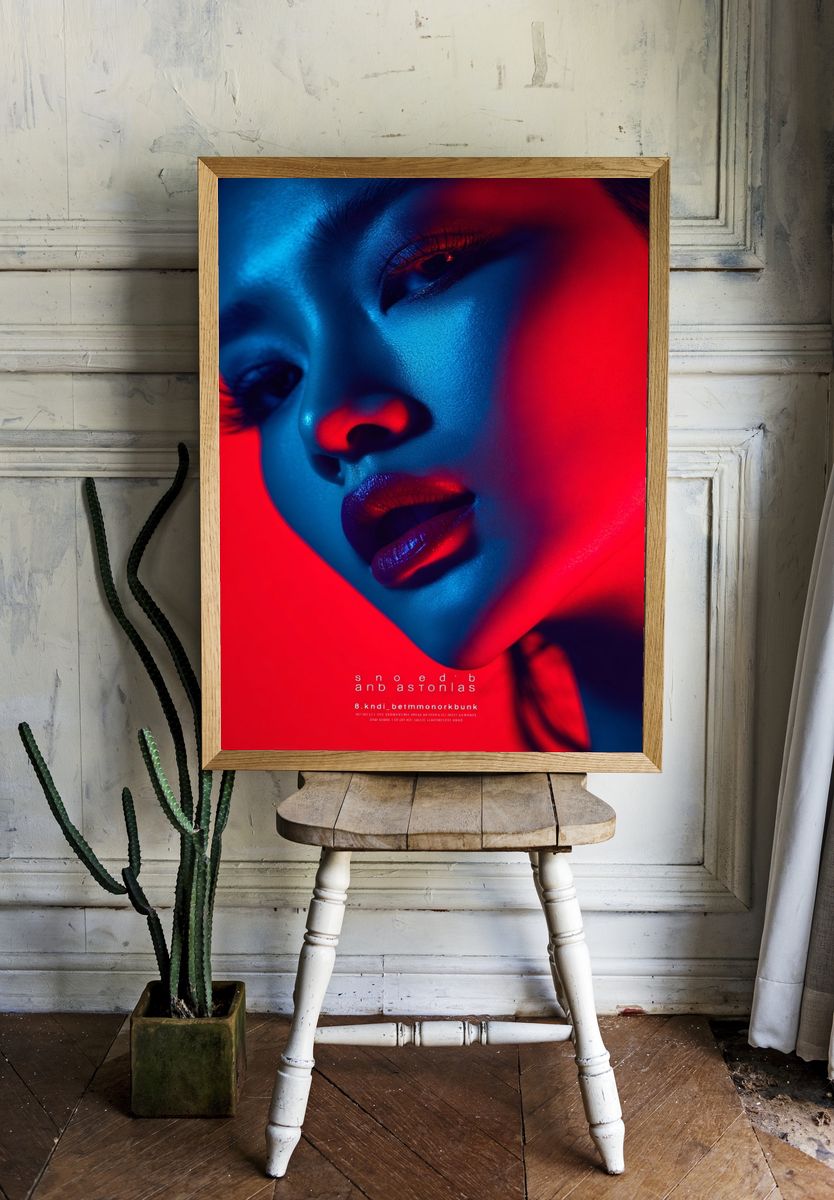 Neon Portrait Fashion Poster. room preview