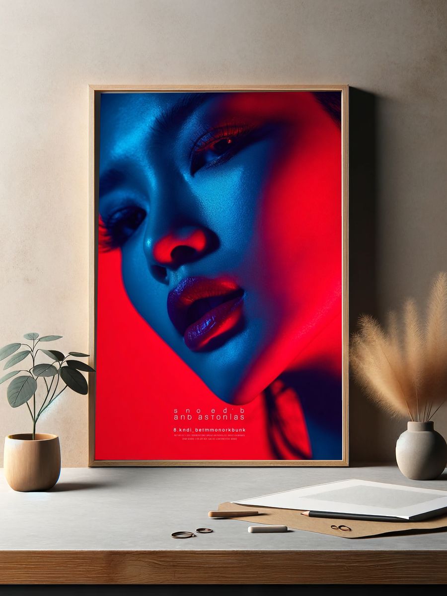 Neon Portrait Fashion Poster. — room view 2