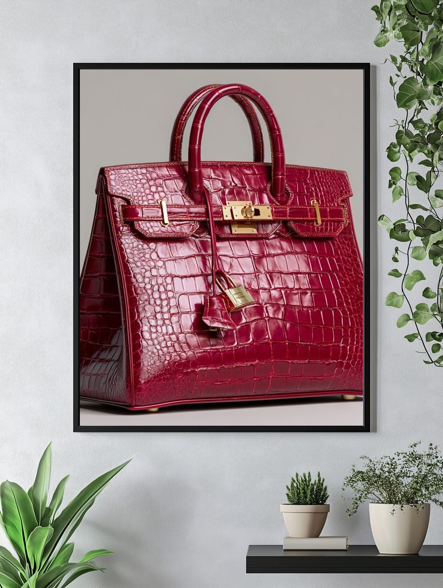 Red Crocodile Handbag Photography Poster. — room view 4