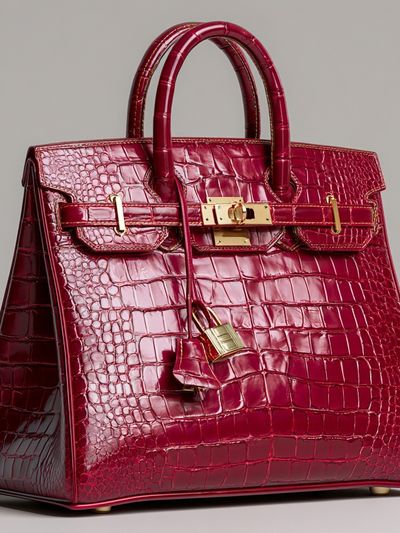 Red Crocodile Handbag Photography Poster.