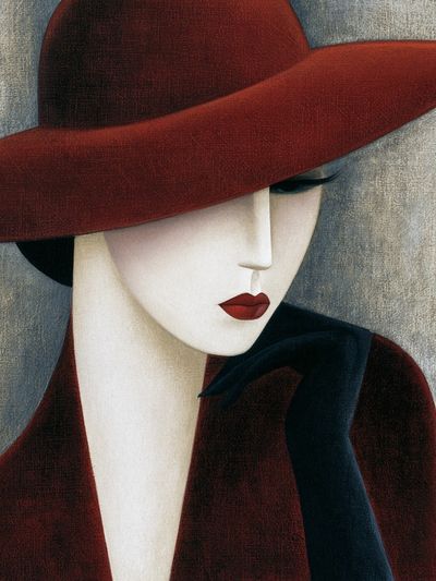 Elegant Woman in Red Hat Poster. poster