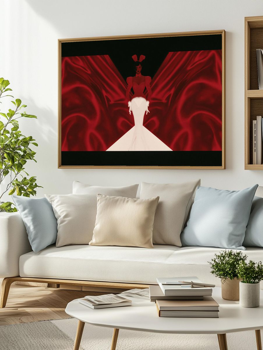 Red Velvet Fashion Silhouette Poster. — room view 2