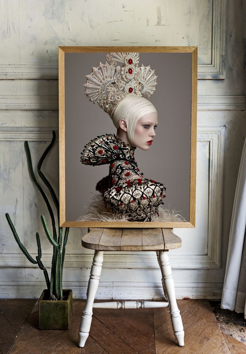 Avant-Garde Fashion Portrait Print. room preview
