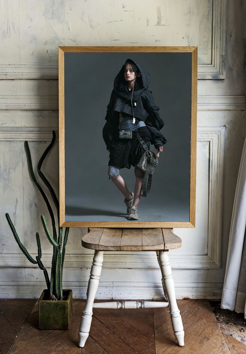 Avant-Garde Hooded Figure Poster. room preview