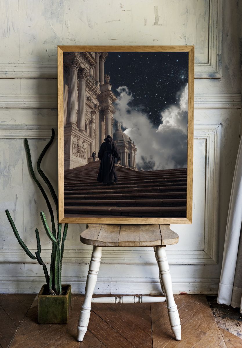 Celestial Cathedral Surrealism Poster. — room view 1